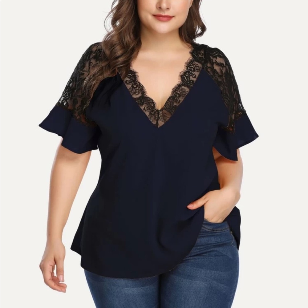 Plus size lace detail blouse - Picture 3 of 7